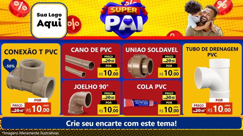 Modelo de TV para TV Horizontal com o tema Super Pai para Tubos e conexões