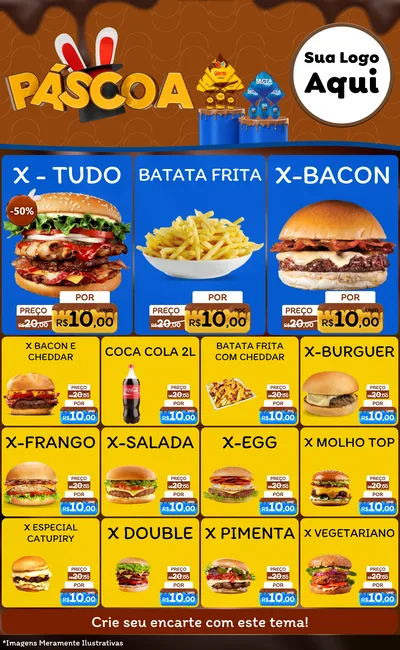Modelo de Encarte para Encarte Grande com o tema Páscoa para Hamburgueria