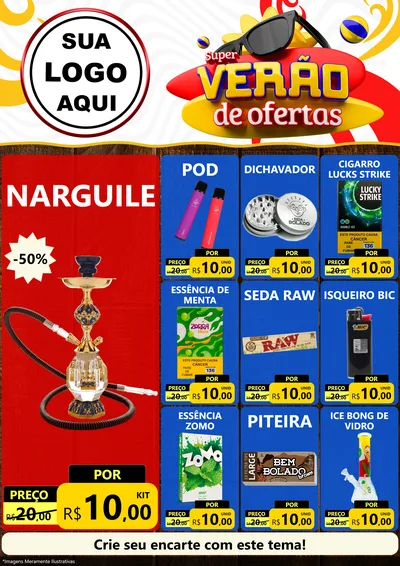 Modelo de Encarte para Encarte A4 Vertical com o tema Super Verão de Ofertas para Tabacaria