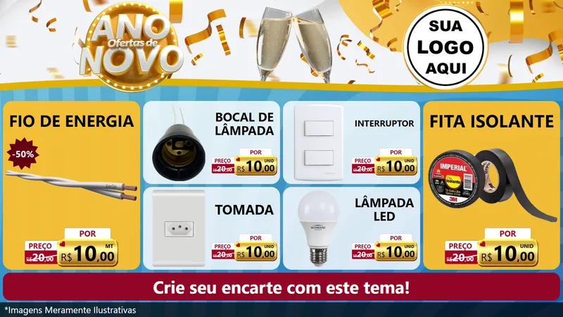 Modelo de TV para TV Horizontal com o tema Ofertas de Ano Novo para Materiais Elétricos