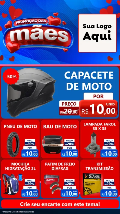 Modelo de Rede Social para Stories com o tema Promoção das Mães para Moto peças