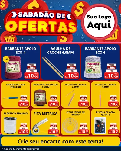 Modelo de Rede Social para Feed Instagram com o tema Sabadão de Ofertas para Armarinho e Aviamentos