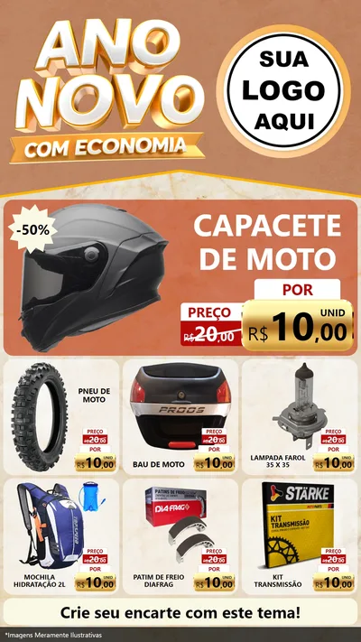 Modelo de Rede Social para Stories com o tema Ano Novo Com Economia para Moto peças