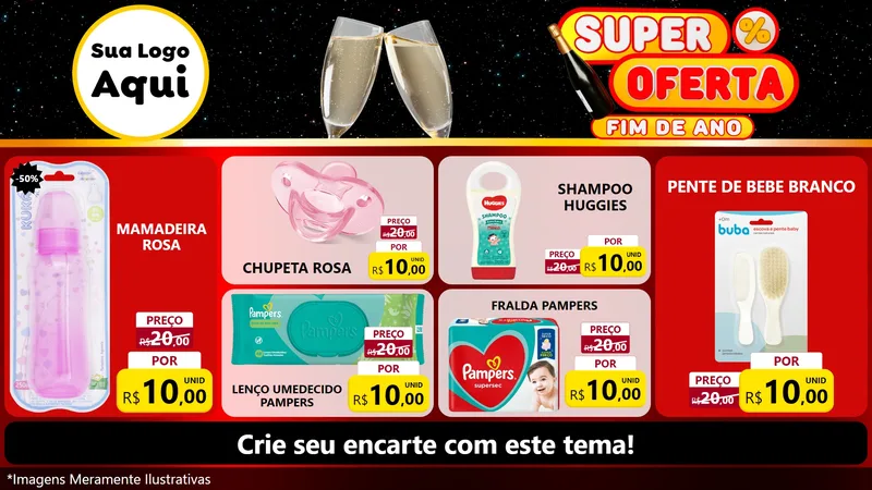 Modelo de TV para TV Horizontal com o tema Super Oferta Fim de Ano para Bebês