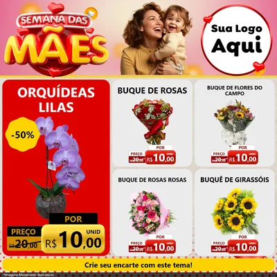 Modelo de Rede Social para Feed Facebook com o tema Semana das Mães para Floricultura e jardim