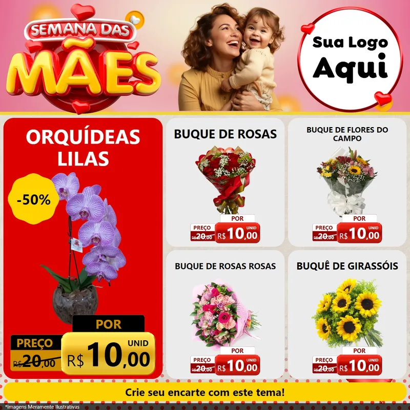 Modelo de Rede Social para Feed Facebook com o tema Semana das Mães para Floricultura e jardim