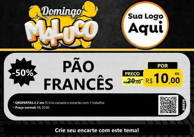 Modelo de Cartaz para Cartaz A4 Horizontal com o tema Domingo Maluco para Padaria