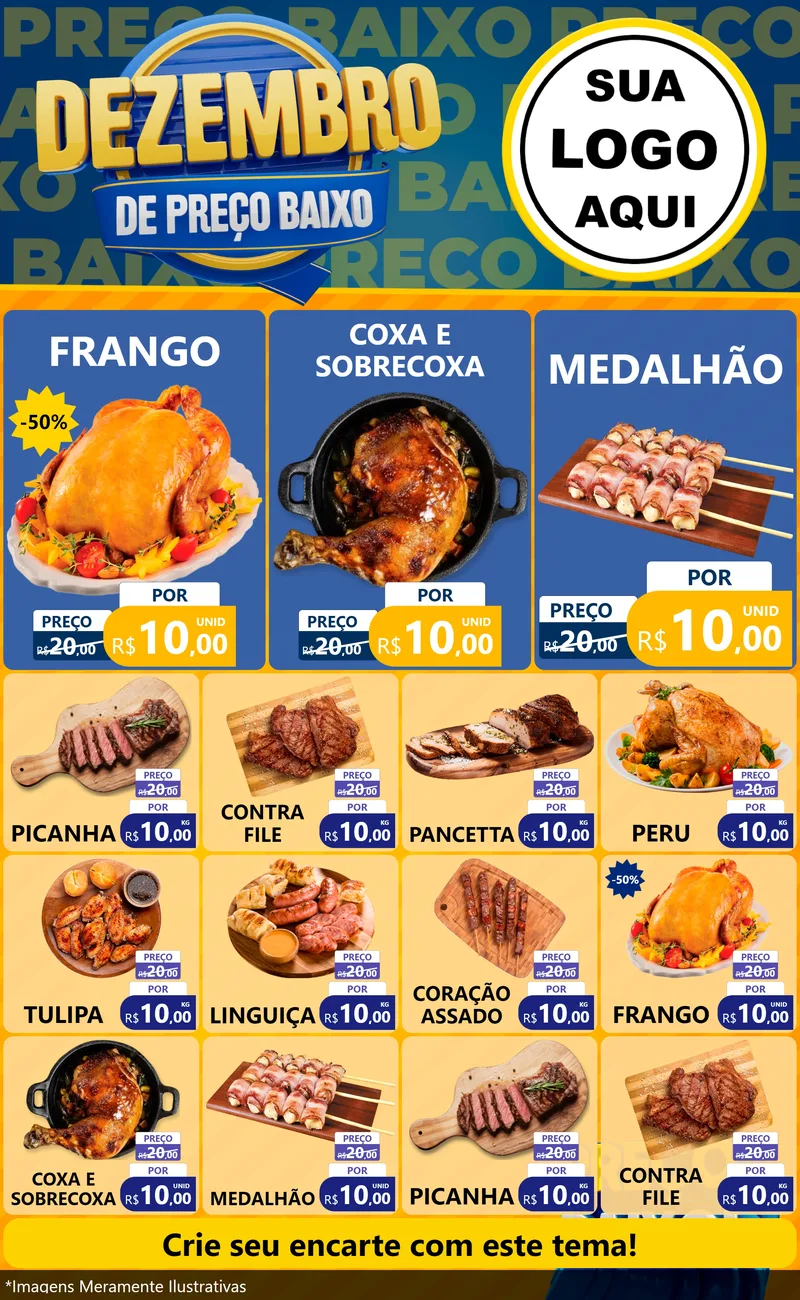 Modelo de Encarte para Encarte Grande com o tema Dezembro de Preço Baixo para Assados