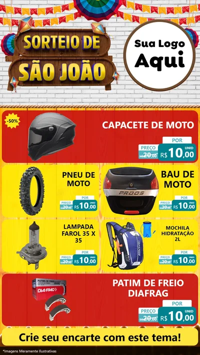 Modelo de TV para TV Vertical com o tema Sorteio de São João para Moto peças