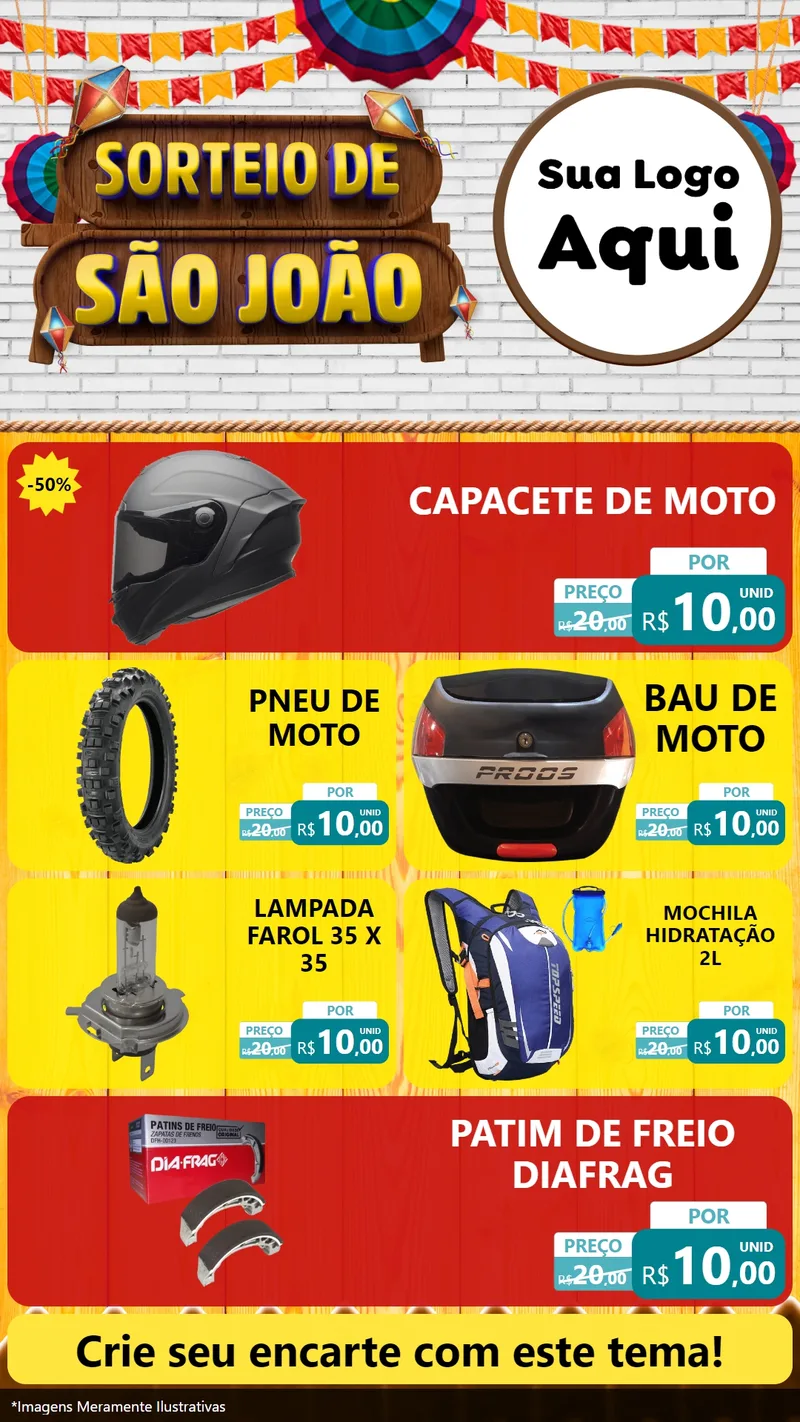 Modelo de TV para TV Vertical com o tema Sorteio de São João para Moto peças