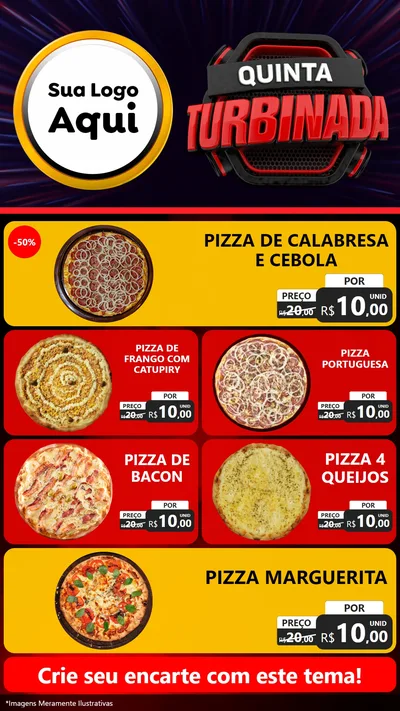 Modelo de TV para TV Vertical com o tema Quinta Turbinada para Pizzaria