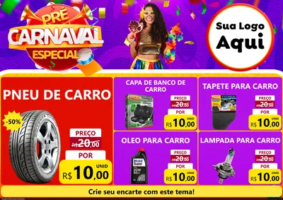 Modelo de Encarte para Encarte A4 Horizontal com o tema Pré-Carnaval Especial para Auto peças
