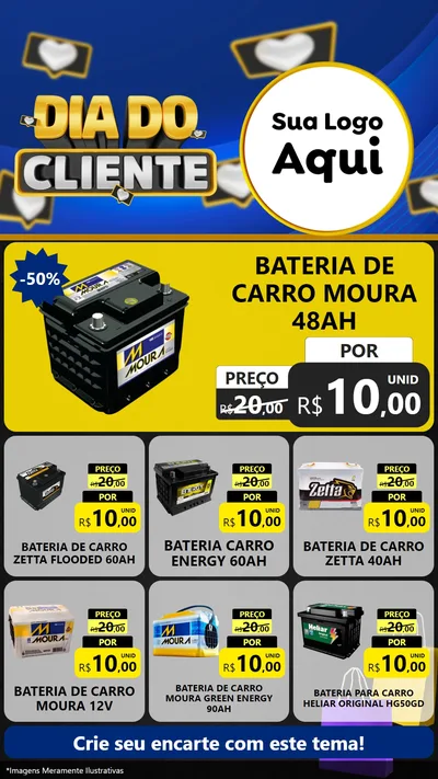 Modelo de Rede Social para Stories com o tema Dia Do Cliente para Baterias Elétricas