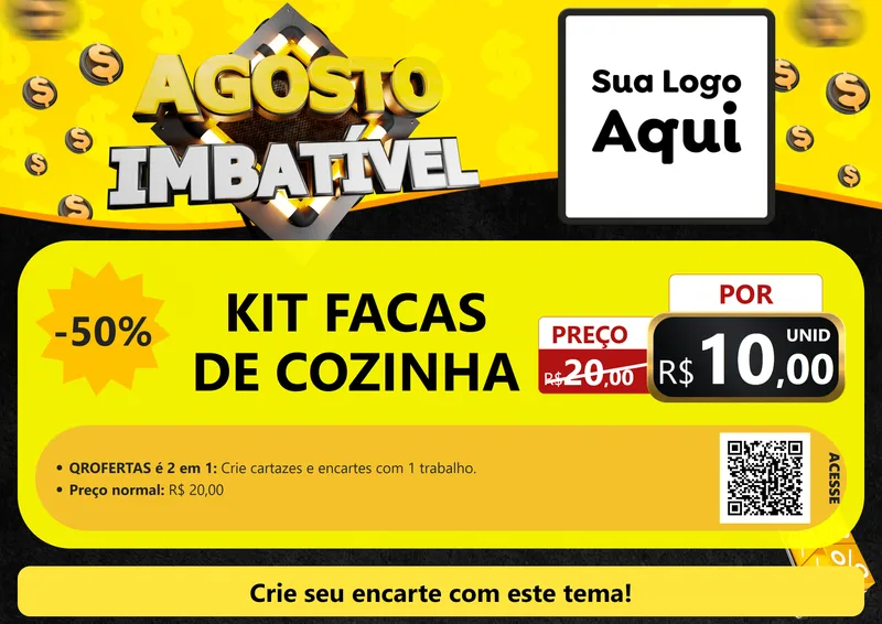 Modelo de Cartaz para Cartaz A4 Horizontal com o tema Agosto Imbatível para Utilidades Domésticas