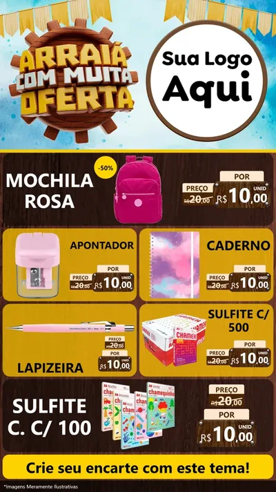 Modelo de TV para TV Vertical com o tema Ofertas de São João - Junina para Papelaria