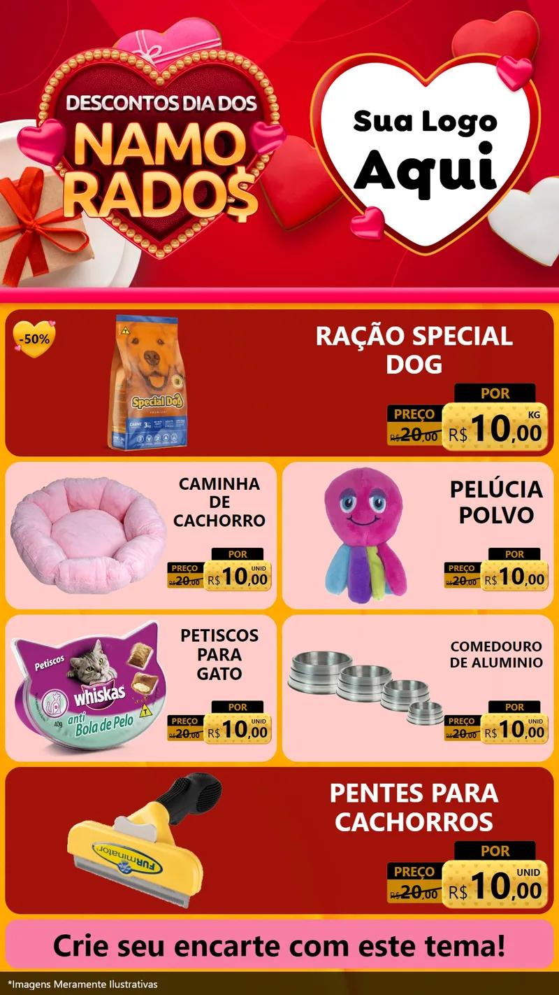 Modelo de TV para TV Vertical com o tema Descontos Dia dos Namorados para Pet Shop