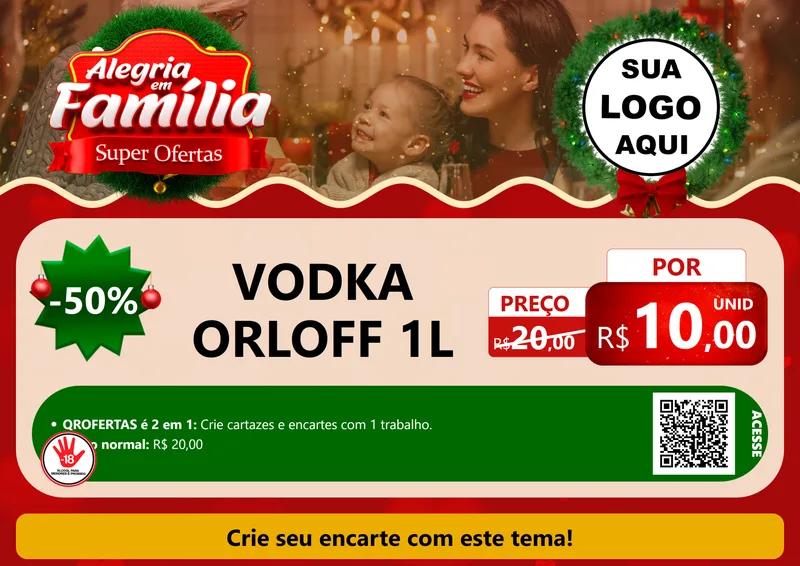 Modelo de Cartaz para Cartaz A4 Horizontal com o tema Alegria Em Família - Super Ofertas para Distribuidora de bebidas