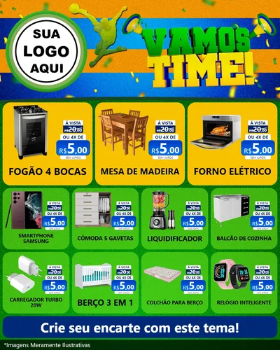 Modelo de Rede Social para Feed Instagram com o tema Vamos Time! para Móveis e Eletro