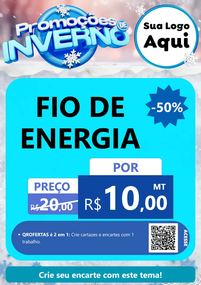 Modelo de Cartaz para Cartaz A4 Vertical com o tema Promoções de Inverno para Materiais Elétricos