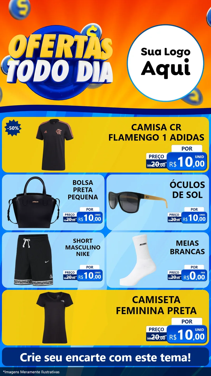 Modelo de TV para TV Vertical com o tema Ofertas Todo Dia para Roupas e acessórios
