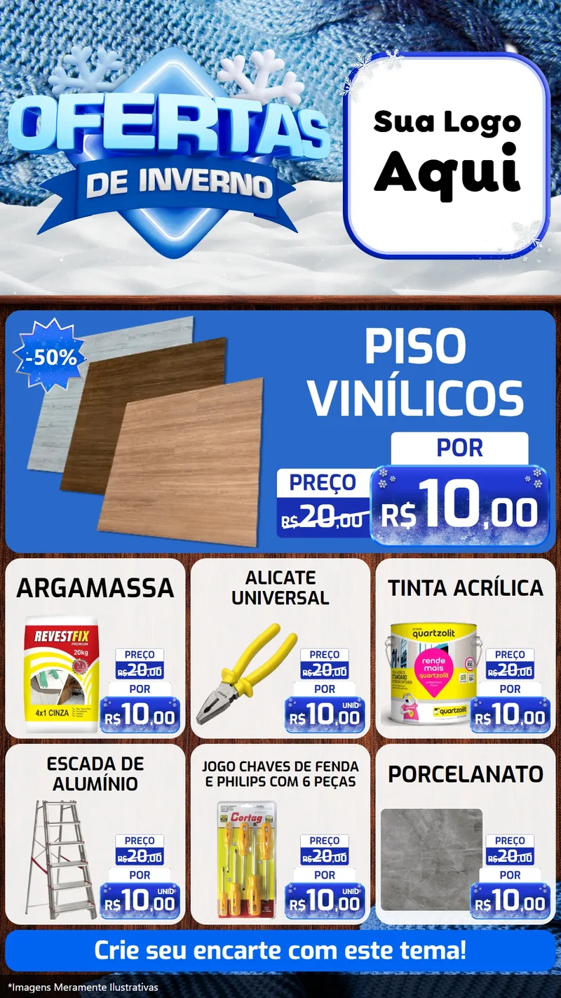 Modelo de Rede Social para Stories com o tema Ofertas de Inverno para Material para Construção