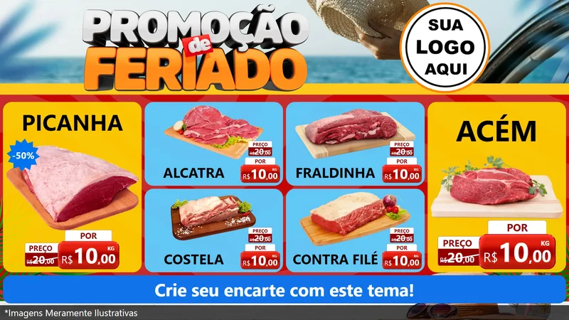 Modelo de TV para TV Horizontal com o tema Promoção de Feriado para Açougue