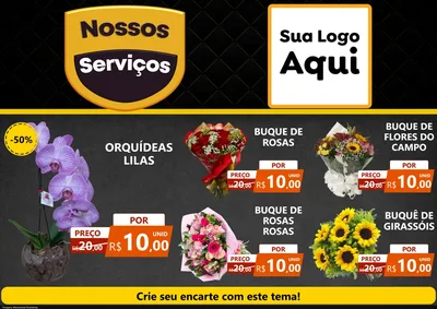 Modelo de Encarte para Encarte A4 Horizontal com o tema Nossos Serviços para Floricultura e jardim