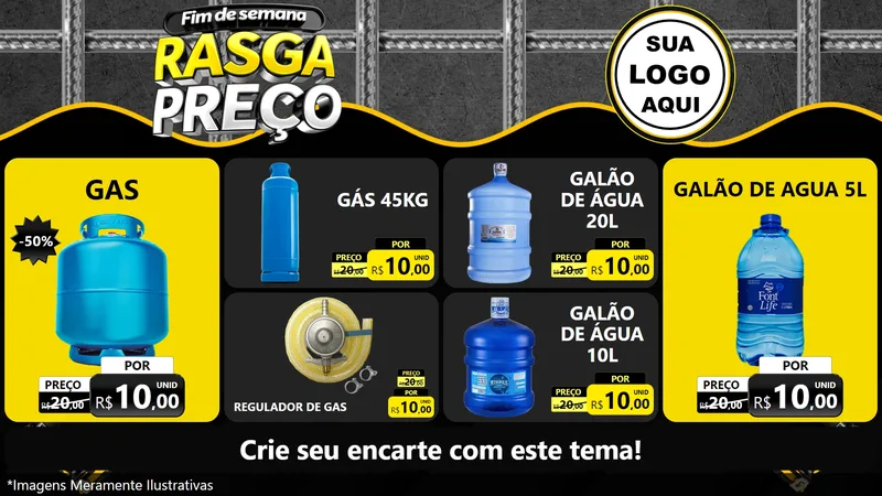 Modelo de TV para TV Horizontal com o tema Fim de Semana Rasga Preço para Água e gás