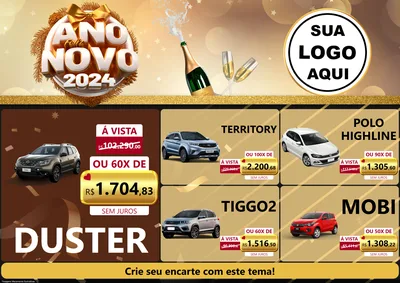 Modelo de Encarte para Encarte A4 Horizontal com o tema Feliz Ano Novo 2027 para Concessionaria de Carros