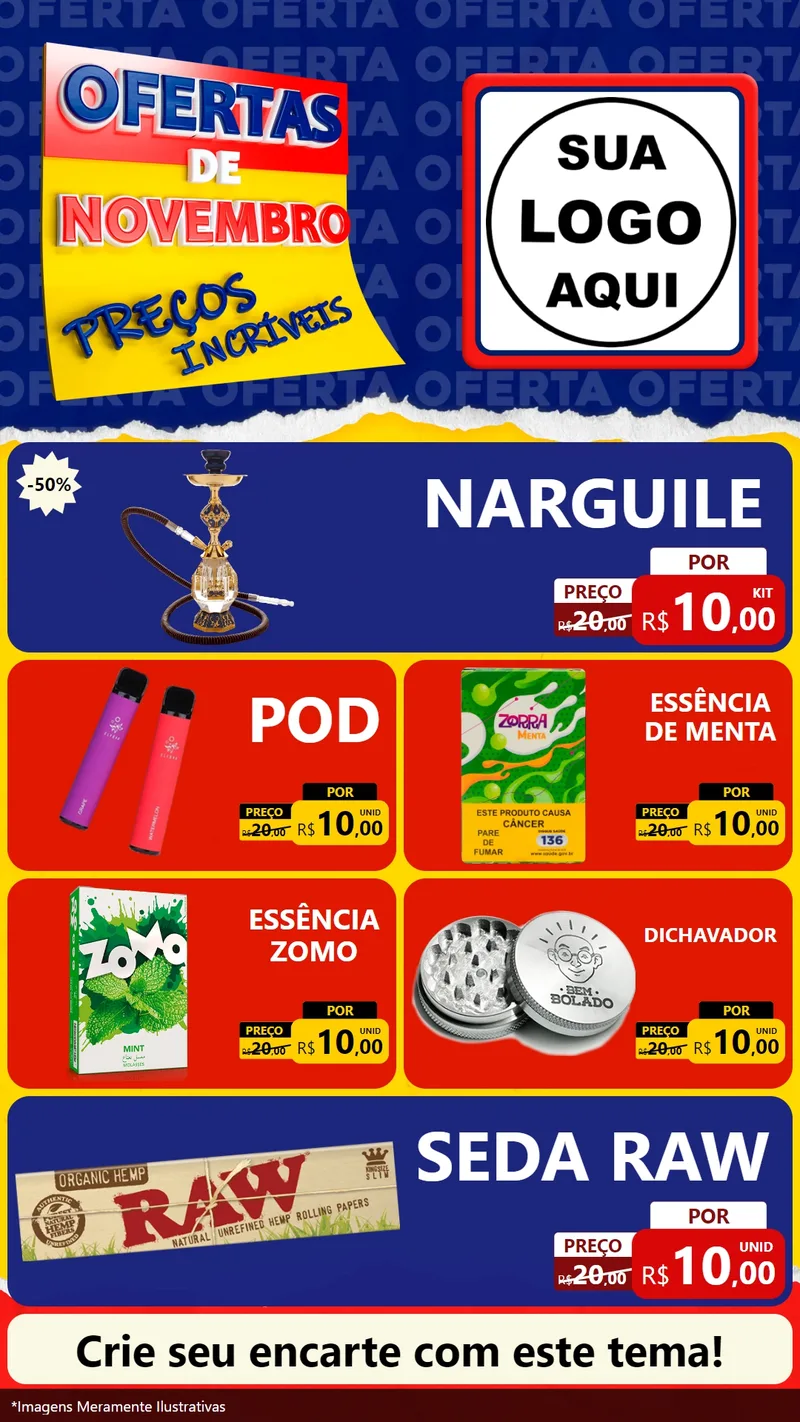 Modelo de TV para TV Vertical com o tema Ofertas de Novembro - Preços Incríveis para Tabacaria