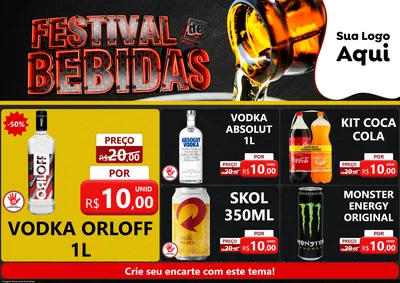 Modelo de Encarte para Encarte A4 Horizontal com o tema Festival de Bebidas para Distribuidora de bebidas