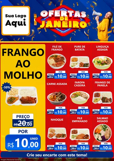 Modelo de Encarte para Encarte A4 Vertical com o tema Ofertas de Janeiro para Restaurante