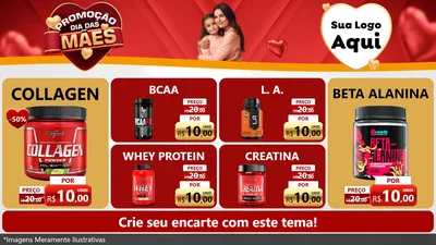 Modelo de TV para TV Horizontal com o tema Promoção Dia das Mães para Suplementos alimentares