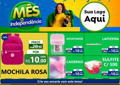 Modelo de Encarte para Encarte A4 Horizontal com o tema Mês da Independência para Papelaria
