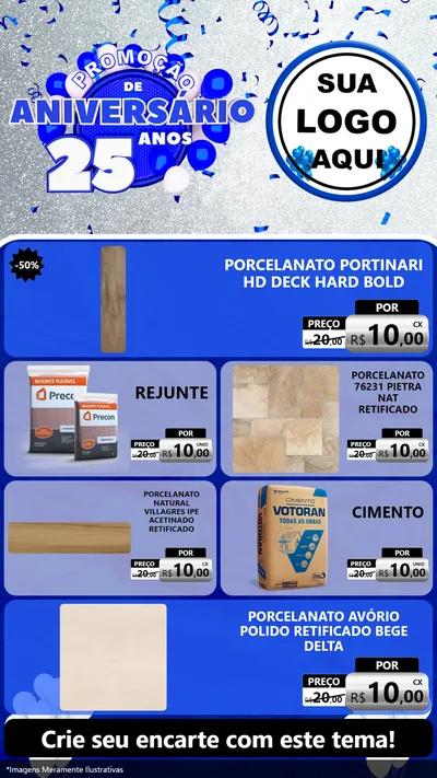 Modelo de TV para TV Vertical com o tema Promoção de Aniversário - 25 Anos para Pisos e revestimentos