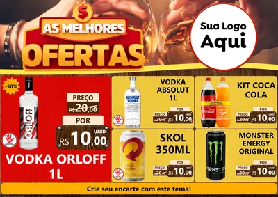 Modelo de Encarte para Encarte A4 Horizontal com o tema As Melhores Ofertas para Distribuidora de bebidas