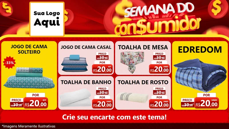 Modelo de TV para TV Horizontal com o tema Semana do Consumidor para Cama, Mesa e Banho