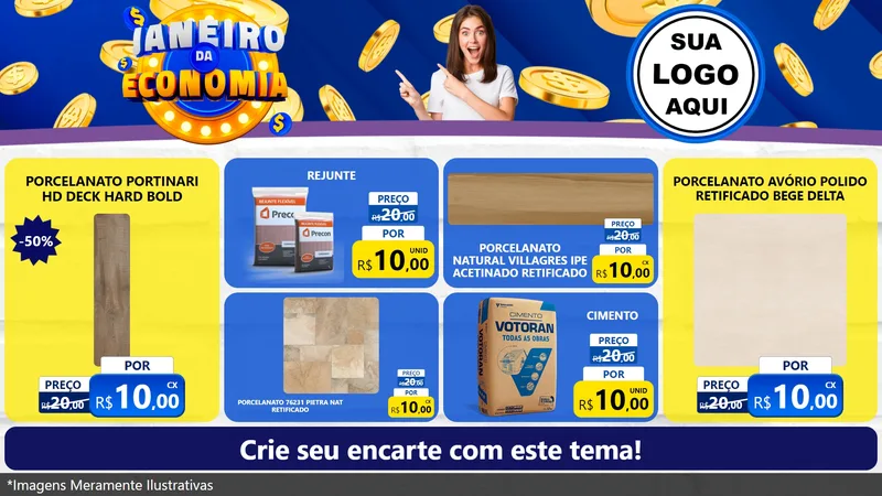 Modelo de TV para TV Horizontal com o tema Janeiro da Economia para Pisos e revestimentos