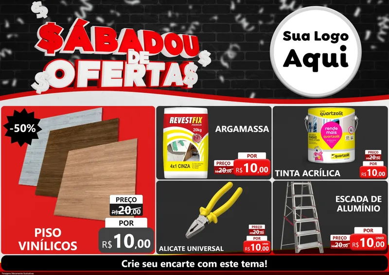 Modelo de Encarte para Encarte A4 Horizontal com o tema Sabadou de Ofertas para Material para Construção