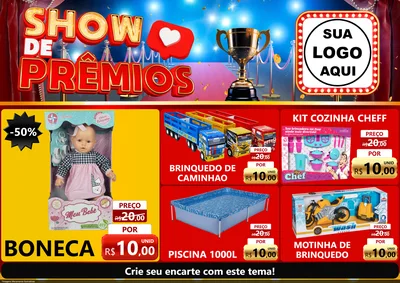 Modelo de Encarte para Encarte A4 Horizontal com o tema Show de Prêmios para Brinquedos