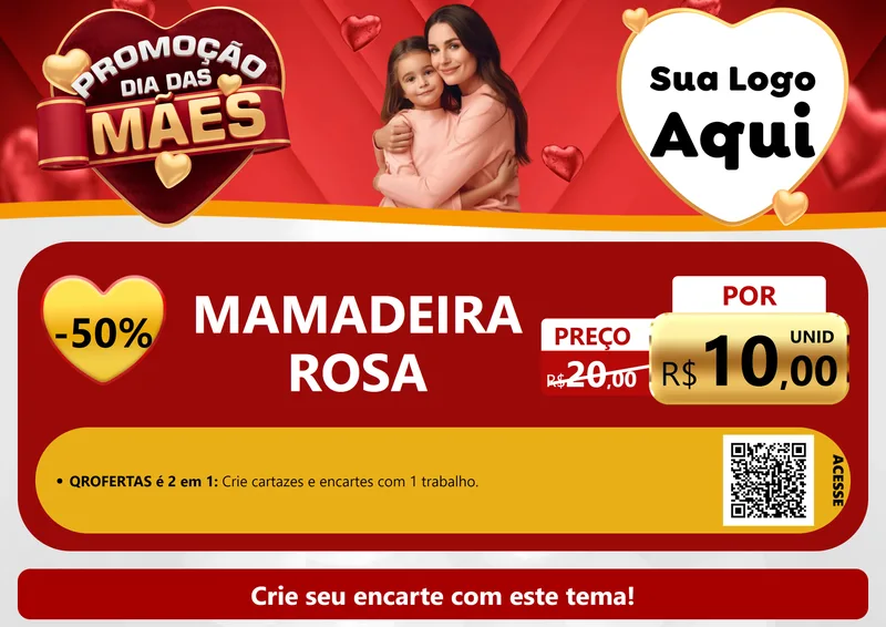 Modelo de Cartaz para Cartaz A4 Horizontal com o tema Promoção Dia das Mães para Bebês