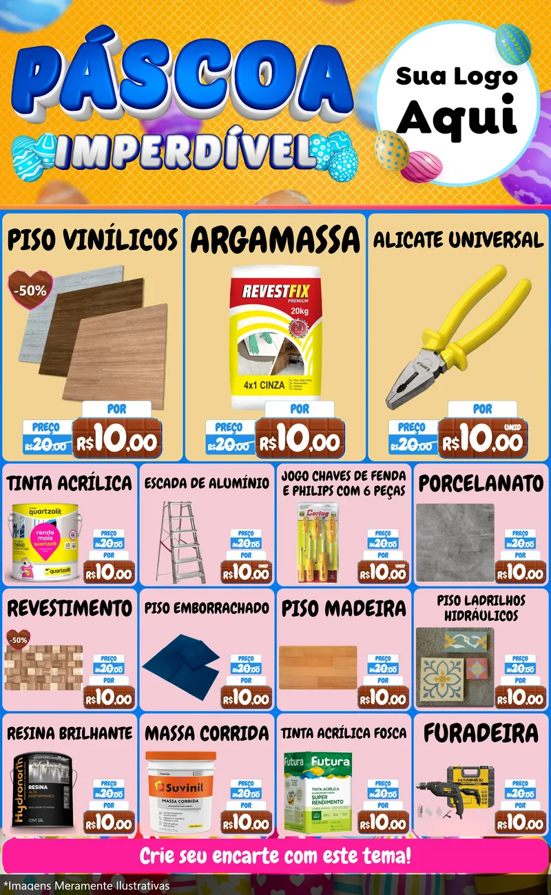 Modelo de Encarte para Encarte Grande com o tema Páscoa Imperdível para Material para Construção