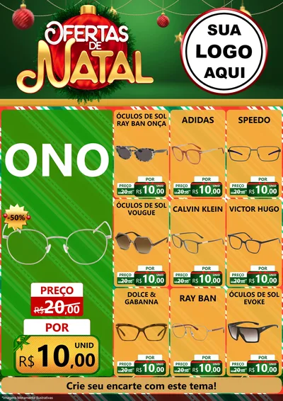 Modelo de Encarte para Encarte A4 Vertical com o tema Ofertas de Natal para Óticas