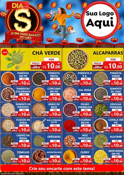 Modelo de Encarte para Encarte A4 Vertical com o tema Dia S - O Dia Mais Barato Do Mês para Produtos Naturais