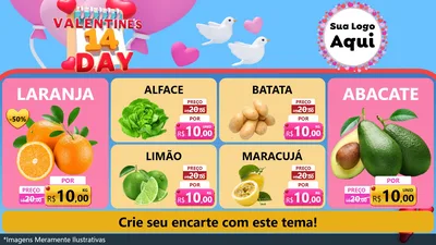 Modelo de TV para TV Horizontal com o tema Valentine's Day para Hortifrúti