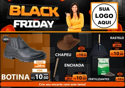 Modelo de Encarte para Encarte A4 Horizontal com o tema Black Friday para Agropecuária