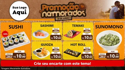 Modelo de TV para TV Horizontal com o tema Promoção Namorados para Comida japonesa