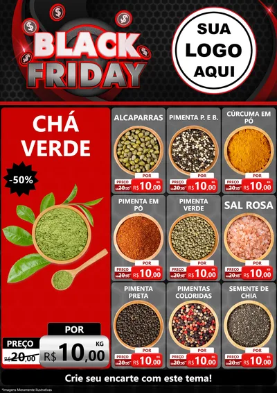 Modelo de Encarte para Encarte A4 Vertical com o tema Black Friday para Produtos Naturais
