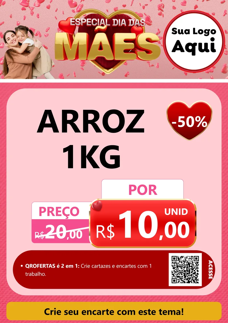 Modelo de Cartaz para Cartaz A4 Vertical com o tema Especial Dia Das Mães para Supermercado