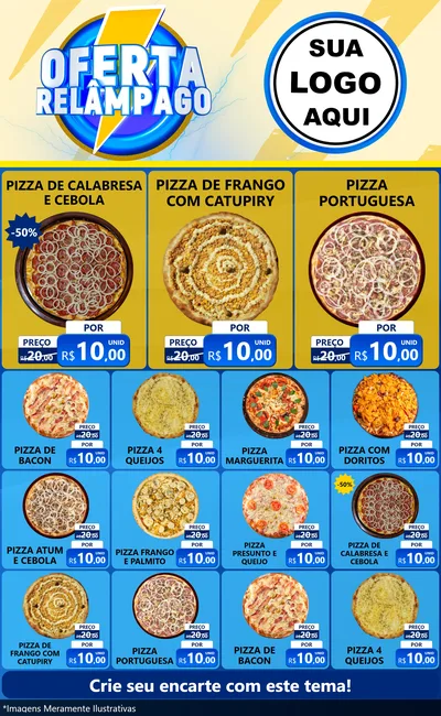 Modelo de Encarte para Encarte Grande com o tema Oferta Relâmpago para Pizzaria